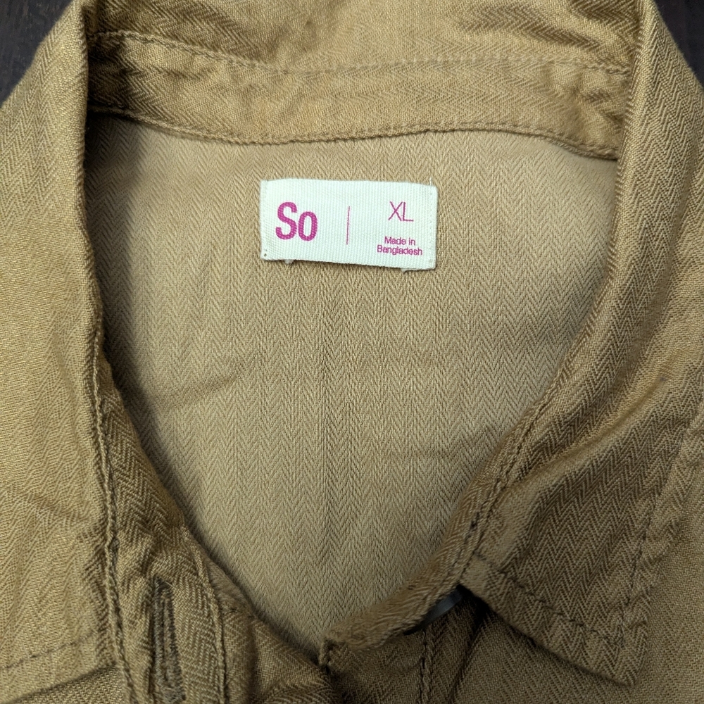 Utility Cargo Romper Sleeveless Jumpsuit Military Button-Up SO Tan Womens XL - Picture 10 of 14